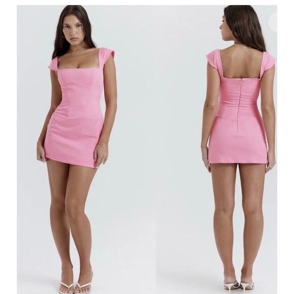 House of CB NWT Leonida Dianthus Corset Mini Dress S French Pink Slim Minimalist - Picture 2 of 12